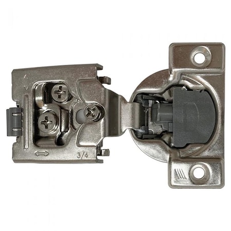 Hettich 0.75 in. Soft-Close Overlay Optimat Face Frame Clip-On Dowel Hinge, Zinc HT928500601